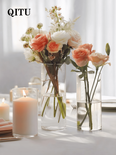1Pc/3Pcs Modern Handmade Clear Glass Hydroponic Small Table Vases, Valentine's Day Minimalist Transparent Glass Vase,Bohemian Home Decor,Can Alternative Wallpaper Shabour For Large Living Room Decorative, Office Desk, Dried/Fresh Flower Natural Response Display Dating And Wedding Decorations, New Chinese Style Zen Decor Gifts Birthday Graduation Back To School Room Decor School Supplies.