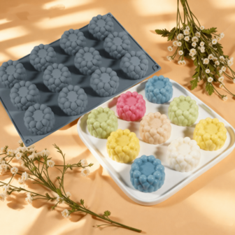 12 腔法式慕斯蛋糕硅胶 - 3D 花朵设计，加厚高温烘焙工具，适用于巧克力、糖果、布丁、甜点 - 非常适合圣诞节、复活节、情人节、感恩节、手工制作|细致纹理|耐用硅胶