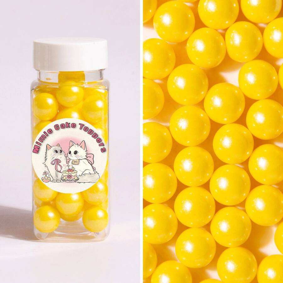 85克/3盎司白色仿珍珠糖粒，可用于烘焙蛋糕、饼干装饰、冰淇淋等，也可用于婚礼派对装饰、橙色蛋糕装饰、蛋糕着色、糖粒、圣诞糖粒等。本产品不可食用，仅供装饰。 - 黃色 - 查看 1