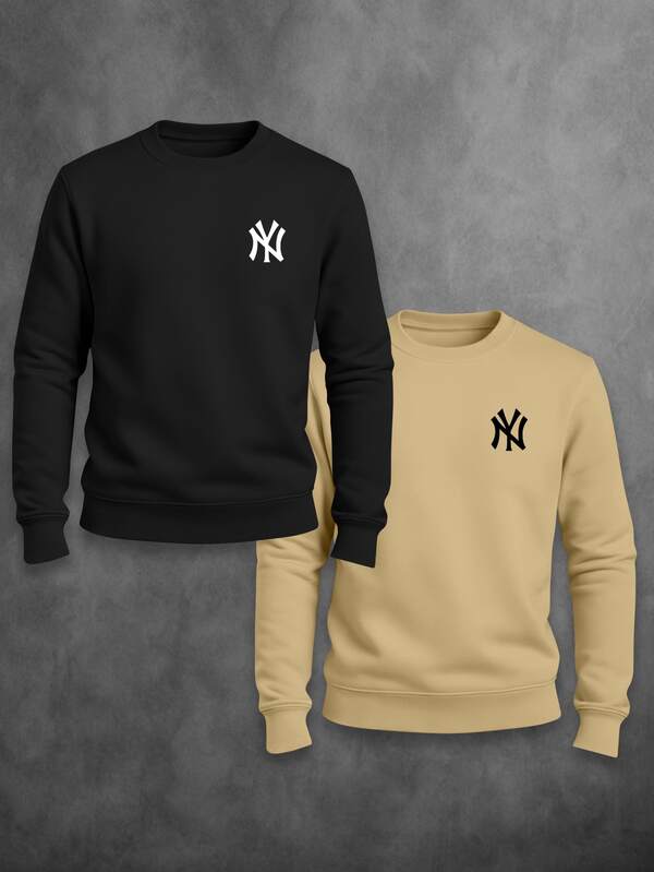 Kit 2 Blusa Moletom Masculino Gola Redonda Algodão Unissex Casaco Masculino Feminino New York NY