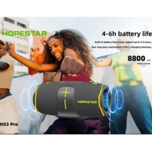 HOPESTAR 70W Bocina Bluetooth portátil,Altavoz portátil inalámbrico de 8800 mAh, Iluminación RGB, altavoces para DJ, uso exterior, cine en casa,TWS, USB, AUX,IPX6 - Negro - Ver 3