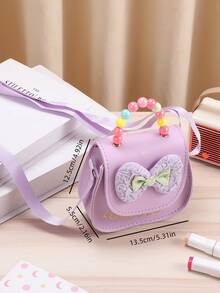 1pc Girls' PU Butterfly Beaded Handbag, Shoulder Bag, Suitable For Outings, Birthday Gift, Holiday Gift