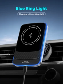 REMAX 15W无线快充车载充电器 | 超强磁吸设计，单手操作 | 360°旋转，稳固快充支架，车载配件；汽车用品，中控台手机支架；通用导航支架；兼容iOS/安卓系统 - AZ-C07磁吸款 - 查看 7