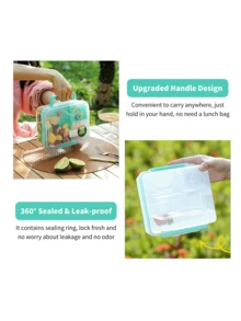 42oz/55oz Caja bento transparente con compartimento para salsa, recipiente de almacenamiento de alimentos de 3 capas de gran capacidad, tapa con asa portátil, material sellado a prueba de fugas, apto para microondas, adecuado para escuela, oficina, trabajo, picnic, campamento, viajes, adultos y niños, caja de almuerzo ideal para volver a la escuela - Multicolor - Ver 6