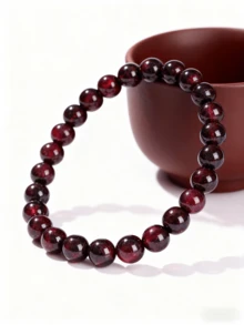 1 szt. Naturalny granat 4 mm, 6 mm, 8 mm, 10 mm, okrągłe koraliki, bransoletka z kruszonego kamienia, biżuteria z kamieni leczniczych dla energii i równowagi, modna ręcznie robiona biżuteria i akcesoria odpowiednie dla nastolatków