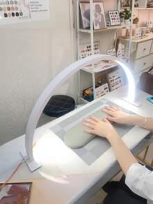 1pc 14.1"/20.4" White/Pink Crescent-Shaped Nail Lamp, USB Button Plug Desk Lamp, Suitable For Commercial Nail Lighting, Vanity, Craft Table, Nightstand, Solid Color White Light - Multicolor - View 9