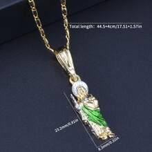 1 件墨西哥艺术风格时尚项链，带圣裘德吊坠，男女通用宗教珠宝庆祝礼物