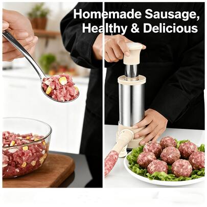 Prensa manual de acero inoxidable 304 para enemas y hacer albóndigas, herramienta de cocina versátil para hacer bolas de camarón, bolas de pescado, fácil de limpiar