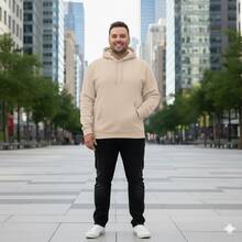 Plus Size Plain Flannel Unisex Winter Comfortable Hooded Sweatshirt Pocket Sizes XG G4 Casual - Màu be - Xem 2
