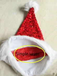 亮片圣诞老人帽，带绒球蝴蝶结 - 节日派对针织帽，100% 涤纶，手洗，无弹力，针织工艺品 - 圣诞节服装配饰 - 彩色 - 查看 12