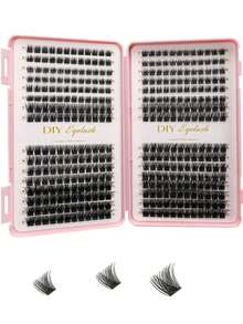 384Pcs/Set D-Curl Eyelash Clusters, Eyelash Book, Lash Length 8-16mm, Freely Combinable, Natural Fluffy Cat Eye Effect - Black - View 8