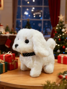 会走路会叫的电子互动毛绒小狗玩具、小狗玩具、机器小狗、玩具狗、新生儿必需品、互动狗玩具、像真狗一样行动的机器狗、2岁女孩玩具、儿童遛狗玩具、女孩填充动物玩具、女孩可爱物品、毛绒公仔玩具、惊喜玩具、圣诞礼物