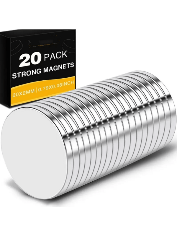 20 قطعة من مغناطيس النيوديميوم بقطر 20 * 2 مم، مغناطيس ثلاجة قوي وبشكل دائري، مناسب لسبورة المكتب، لوحة محو جاف، خزانة، لوازم مكتبية، منظم خزانة، مغناطيس بسيط، مغناطيس متدفق، مغناطيس متين، مغناطيس عالي الجودة، مغناطيس متعدد الاستخدامات
