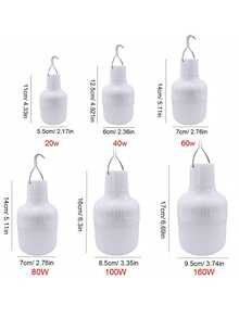 1 件便携式露营泛光灯多功能可充电 LED 灯泡灯，亮度等级 20w/40w/60w/80w/100w/160w，防水悬挂帐篷灯，适用于露营、徒步、钓鱼、紧急停电、户外花园照明，适用于小路、庭院、露台 - 白色 - 查看 7