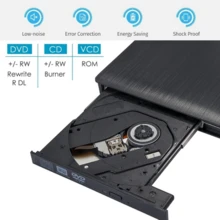 USB 3.0 Slim External CD/DVD Writer And Reader – Portable/Ultra-Thin/Compatible With PC And WYL - Black - View 2