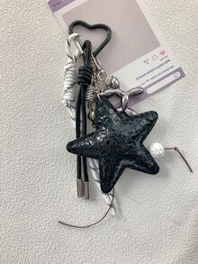 3件套Y2K风格银色星星饰品，雪尼尔材质，可用作钥匙扣、汽车挂件、包包挂饰、钥匙链、包包吊坠、包包装饰、链条包挂件、包包链吊坠等。 - 彩色 - 查看 21