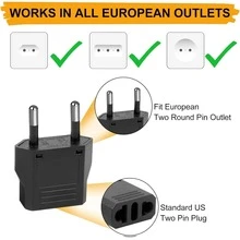 EU Plug Adapter, EU Travel Plug Adapter Type C, Wall Outlet Power Converter, Compact & Design, 6A Current, 1500W Power, US To Europe Plug Converter, Suitable For Italy, Spain, Germany, France - Reliable EU Travel Power Socket Adapter
