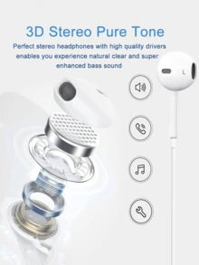 Compatible Wired Earphones, Type-C Interface In-Ear Earbuds, 3.5mm Round Plug, USB-C Earphones, In-Ear Audio Headphones, Support Call And Music, Stereo Bass, In-Ear Headphones, Compatible With IPad/PC - 白色 - 查看 3
