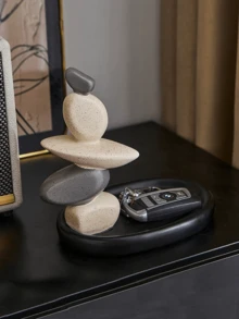 1 pieza Bandeja de lujo moderna y de alta gama para oficina/sala de estar/gabinete de TV, hogar, entrada, exhibición y organización de llaves/joyas/cosméticos/anillos, decoración de mesa, accesorio de fotografía