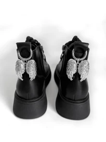 2 piezas Accesorio creativo de estilo punk callejero con colgante de alas de aleación - Decoración para botas y zapatos