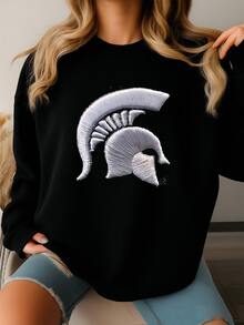 Michigan State Spartans Fitted Hat Y2k Green Ncaa Two Tone Color Block Msu Sweatshirt - màu đen - Xem 2