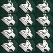 4/8/12pcs Tablecloth Clips, Stainless Steel Metal Tablecloth Clamps, Table Decor Clips, Sturdy & Easy To Use, Create Holiday Atmosphere, Leaf/Butterfly/Simulated Tableware Design - Silver - View 12
