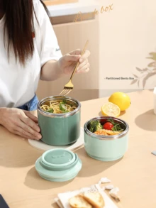 niceforyou 1个660毫升不锈钢保温食品罐，防漏可重复使用午餐盒，便携式汤罐，大容量，适合学生和上班族 - 彩色 - 查看 6