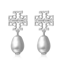 Tory Burch Pave Embellished Pendant Earrings 82435 - Silver - View 2