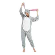 nerd hunters Adult Kigurumi Pajamas Plush Unisex Cosplay Costume Grey Rabbit - Grey - View 3