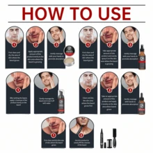 EAST MOON 7pcs Beard Care Kit For Men Grooming,Leave-In Beard Conditioner Beard Oil For Softens, Conditions,Moisturizes & Strengthens Mustaches,Beard Oil,Beard Wash,Beard Balm,Beard Brush,Valentine's Day Christmas Fathers Gifts For Dad Or Men,Travel Mini Size - Black - View 6