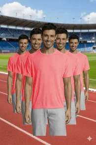 THEGEWA 5 Breathable Sports T-Shirts, Different Colors, Various Sizes, From XS To 3XL - Pink - View 13