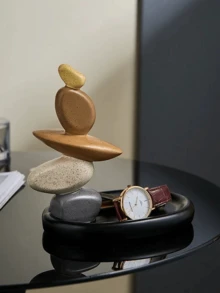 1 pieza Bandeja de lujo moderna y de alta gama para oficina/sala de estar/gabinete de TV, hogar, entrada, exhibición y organización de llaves/joyas/cosméticos/anillos, decoración de mesa, accesorio de fotografía