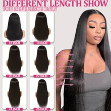 200% Density 13x4 Lace Front Wig - Brazilian Straight Wig Pre-Plucked Natural Hairline & Baby Hair Pre Bleached Knots Glueless Wigs Soft And Natural Look HD Lace Frontal Wigs For Women Elegant Style, High Volume - Natural & Black - View 18