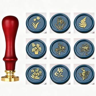 1 PC Retro Wax Seal Stamp,Plant Series Seal,Green Leaf/Flower Seal,Envelope Invitation Letter Decoration Seal