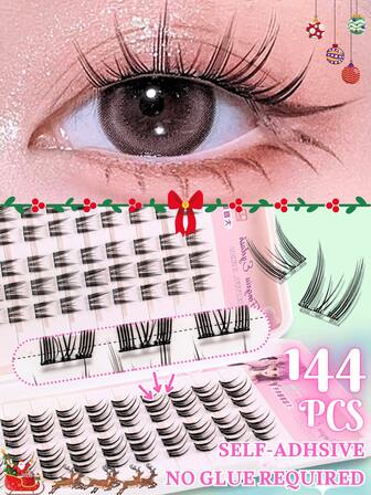 Denna högkvalitativa, bästsäljande ögonfransbok med stor kapacitet från Japan och Korea har 144 kluster av C-formade, tjocka och lockiga kattögonfransar. Dessa lättanvända självhäftande remsor finns i längder på 7–14 mm och är återanvändbara. Dessa naturliga, lätta fransar är perfekta för vardagssminkning, fester och cosplay.