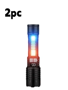 半支装超亮可充电LED手电筒，紧凑型可变焦手持手电筒，适用于户外露营、钓鱼、狩猎、徒步旅行、探险和紧急情况，内置电池 - 彩色 - 查看 15