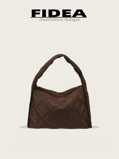 1pc Women's Fashionable Padded One Shoulder Bag, Casual Versatile Solid Color Rhombus Design, Suitable For Outings And Shopping