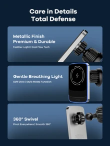 REMAX 15W无线快充车载充电器 | 超强磁吸设计，单手操作 | 360°旋转，稳固快充支架，车载配件；汽车用品，中控台手机支架；通用导航支架；兼容iOS/安卓系统 - AZ-C07磁吸款 - 查看 8