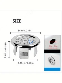 2个ABS材质水槽溢水孔盖，适用于厨房浴室洗脸盆，装饰性浴缸排水盖，洗脸盆圆形溢水环塞，厨房用品，厨房配件，厨房工具