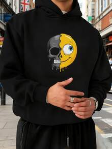 Sudadera de Corte Holgado para Hombres, Disponible en Tallas Grandes hasta 5XL, Cómoda para Hombres de Talla - Negro - Ver 1