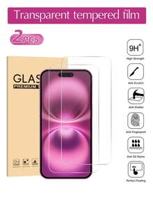 2片装全屏透明钢化玻璃屏幕保护膜，兼容 17/17 Pro/17 Pro Max/17 Air/16 Pro Max/16/16e/14/15 Pro Max/13/12/11，高清防刮钢化玻璃 - 無色 - 查看 13