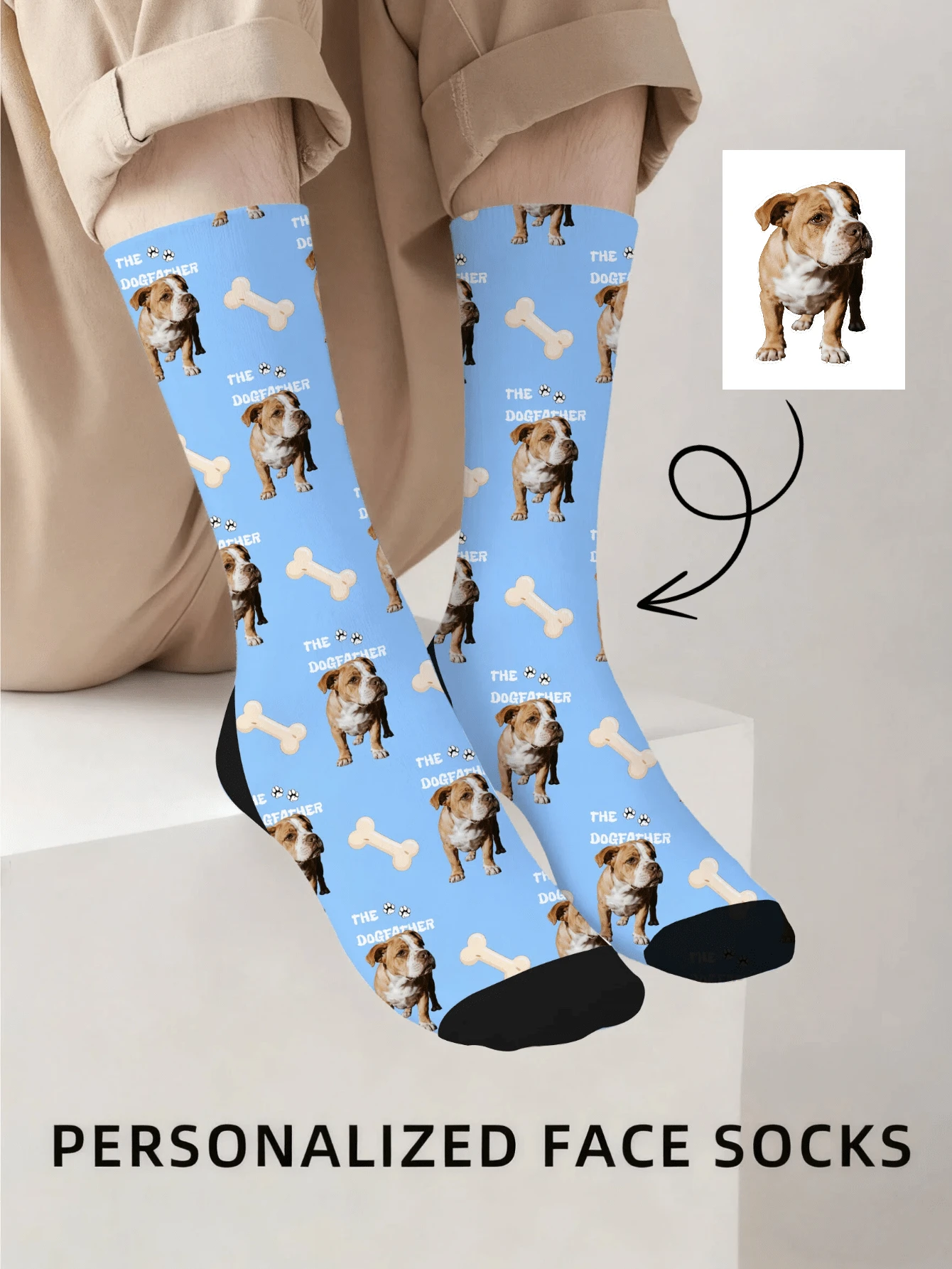 1 Pair Customizable Face Neutral Socks, Add Your Own Pictures To Design Personalized Socks, Couple Style Socks, Suitable For Family, Daily Wear, Parties, And University Use. A Great Gift For Friends, Family Members, Wives, Husbands, Daughters, And Sons.