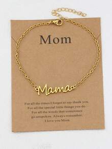 1 pieza Collar con colgante de acero inoxidable con la letra MAMA para el Día de la Madre, regalo personalizado - Dorado - Ver 9