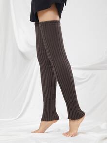 1 par de cubrecalzas de punto extra largos, cálidos y antideslizantes para mujeres