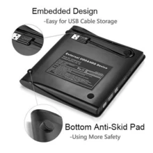 USB 3.0 Slim External CD/DVD Writer And Reader – Portable/Ultra-Thin/Compatible With PC And WYL - Black - View 8