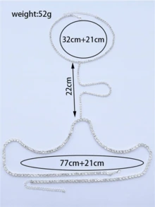 Sexy Shiny Arched Crystal Rhinestone Chest Chain, Nightclub Party Exaggerated Women Bikini Lingerie Jewelry Accessory - Silver - View 2