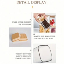 1/4/6/8/12pcs Square Food Storage Containers, Kitchen Spice Glass Jars, Transparent Glass Jar Set, Square Wide Mouth Glass Storage Containers, Glass Airtight Jars, Coffee Bean Storage Containers, For Kitchen Spices, Grains, Sugar, Cookies, Dried Fruits, Flour, Kitchen & Dining Organization, Stackable, Party Wedding Holiday Gifts - Transparent - View 4