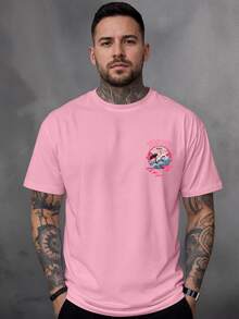 Tokyo Japan Printed Men's T-Shirt 100% Cotton 30.1 Combed Thread - 淺粉色 - 查看 2