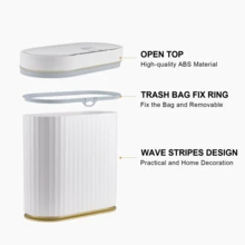 Intelligent Motion Sensor Waste Bin – Slim, Automatic Garbage Can With Quick 0.3s Activation & 5s Auto Shut, Anti-Slip Base, Modern White With Gold Trim For Bathroom, Kitchen, Or Workspace - White 10L - View 7