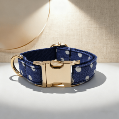 Soft And Comfortable Polka Dot Denim Zinc Alloy Pet Collar, Suitable For Small, Medium And Large Dogs, Pet Collar Dog Collar, Zinc Alloy Design Is Sturdy And Durable, Easy To Buckle And Unbuckle, High-End Dog Collar, Wedding, Valentine's Day (Due To Different Fabrics, Batches And Colors May Vary Slightly, Sent Randomly)